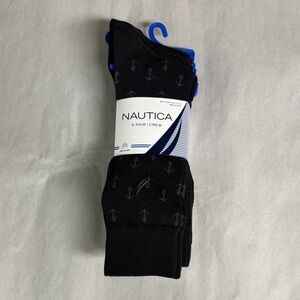 New Nautica Socks Men’s 5 Pair Black Crew Sock Business Casual Dress Activewear